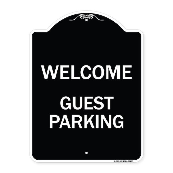 Signmission Welcome Guest Parking Heavy-Gauge Aluminum Architectural Sign, 24" x 18", BW-1824-22705 A-DES-BW-1824-22705 - main